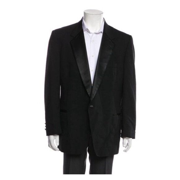 Christian Dior Authentic Vintage Solid Black Tuxedo Jacket 46 R - Picture 1 of 9